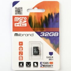Карта памяти Mibrand MicroSDHX 32GB Class 10 (UHS-1) (card only) 26676 фото