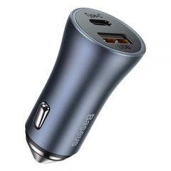 Автомобільний зарядний пристрій Baseus Golden Contactor Quick Charge USB+Type-C 40W сірий (CCJD-0G) 27321 фото