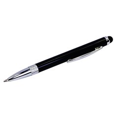 Стилус емкостный, с выдвижной шариковой ручкой, металлический, черный 21739 фото