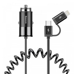 Автомобильное зарядное устройство Baseus Enjoy Together Usb with Cable USB-C и Lightning черный (CCALL-EL01) 17782 фото