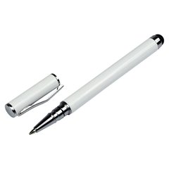 Стилус емкостный, с шариковой ручкой, металлический, белый 21787 фото