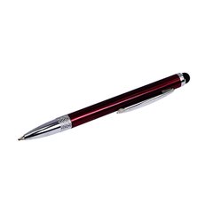 Стилус емкостный, с выдвижной шариковой ручкой, металлический, бордовый 21733 фото