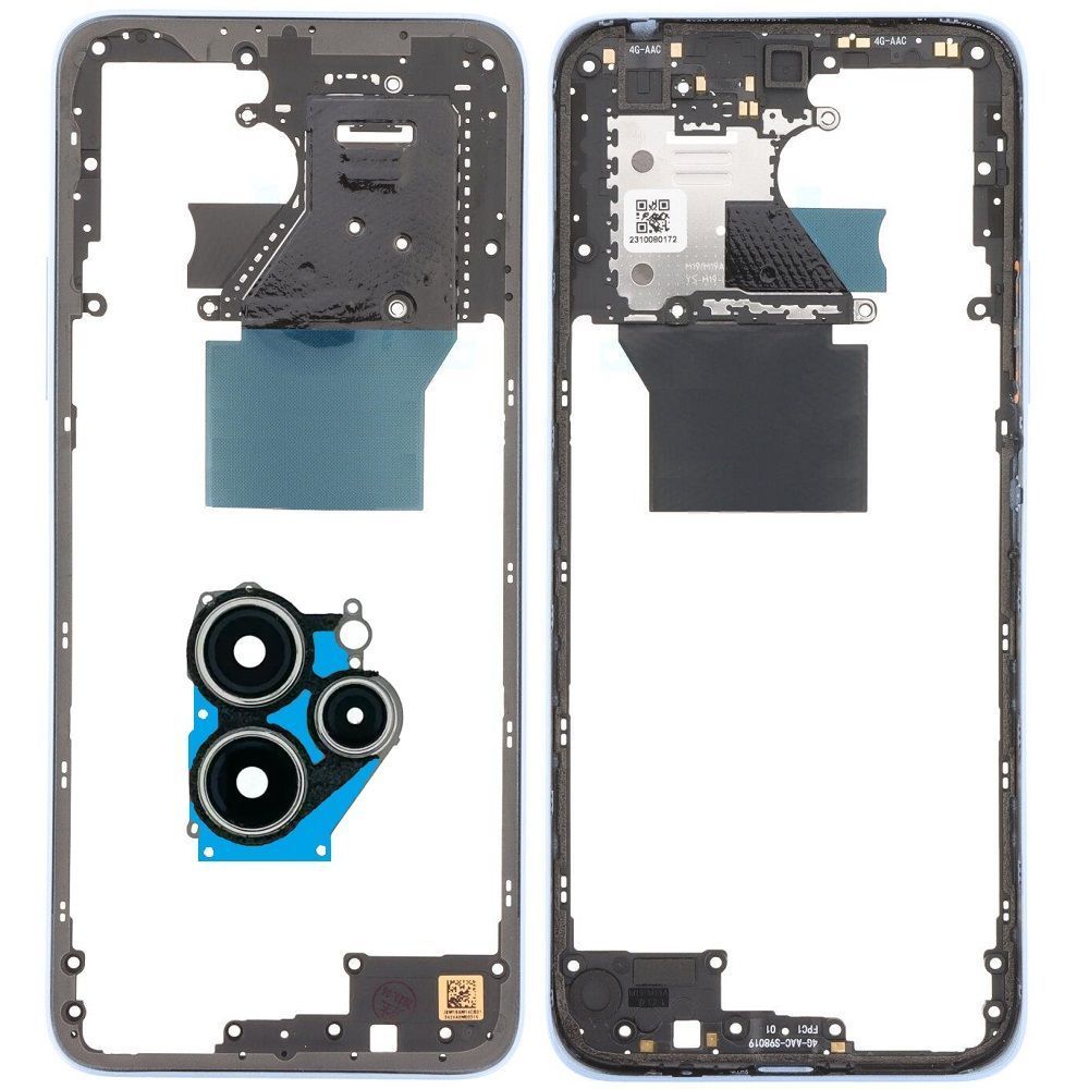 Рамка корпуса Xiaomi Redmi 12 голубая, Sky Blue со стеклом камеры 31200 фото