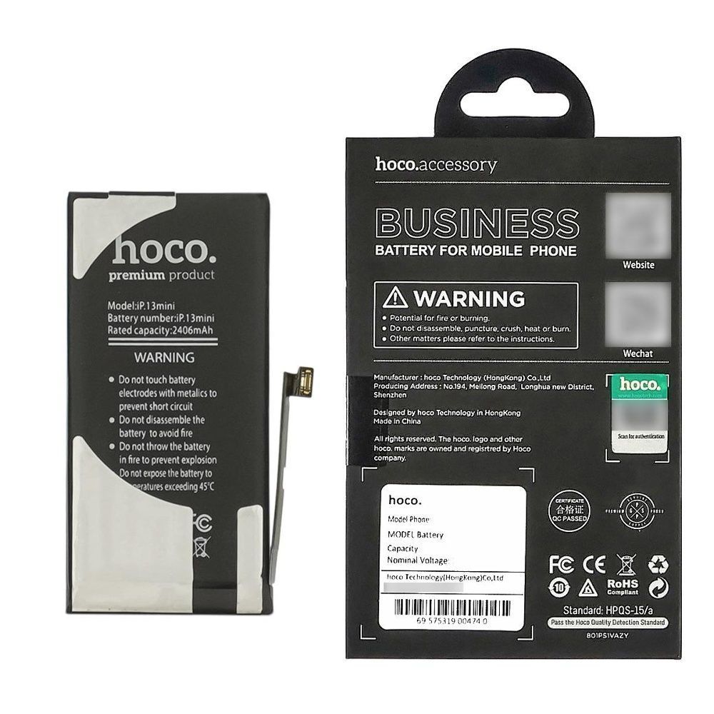 Акумулятор Hoco для Apple iPhone 13 mini 2406mAh Original IC без помилки 33070 фото