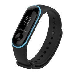 Ремешок Xiaomi для Mi Band 3, Mi Band 4 с тонким ободком Черный,Голубой 16567 фото