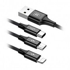 Кабель Baseus Rapid 3в1 Type-A - Type-C-Micro-Lightning 1.2м 3A чорний CAMLT-SU01 19698 фото