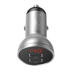 Автомобільний зарядний пристрій Baseus Digital Display Dual USB 4.8A Car Charger 24W (CCBX-0S) сріблястий 20346 фото