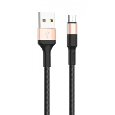 Кабель Hoco X26 (1 метр) MicroUSB чeрно-золотистый 20194 фото