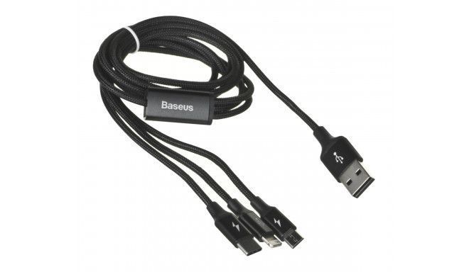 Кабель Baseus Rapid 3в1 Type-A - Type-C-Micro-Lightning 1.2м 3A черный CAMLT-SU01 19698 фото