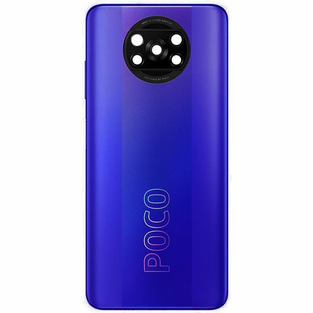 Задняя крышка для Xiaomi Poco X3, Poco X3 NFC 64MP синяя, Cobalt Blue, со стеклом камеры, Оригинал Китай 34034 фото