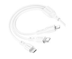 Кабель Borofone BX66 3в1 Type-A - Type-C-Micro-Lightning 1м 2.4A белый 25999 фото