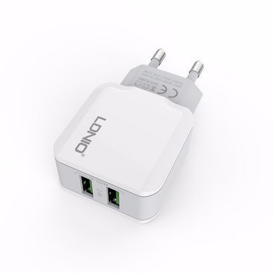 Сетевое зарядное устройство LDNIO A2202 2 USB (2.4A) белое 13155 фото