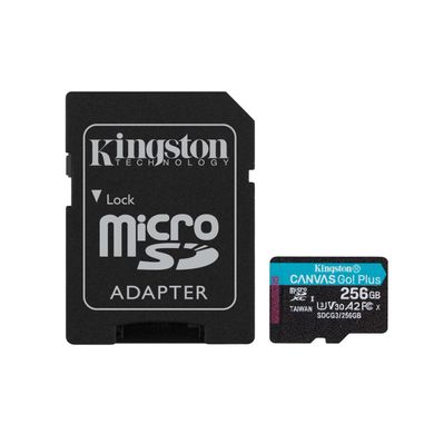 Карта пам'яті microSDXC (UHS-1 U3) Kingston Canvas Go Plus 256Gb class 10 A2 V30 (R170MB/s, W90MB/s) (adapter SD) 27868 фото