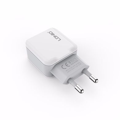 Сетевое зарядное устройство LDNIO A2202 2 USB (2.4A) белое 13155 фото