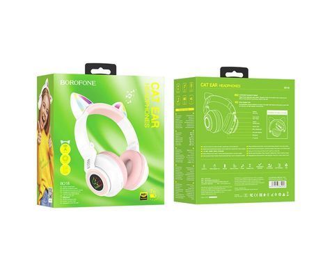 Беспроводные Bluetooth наушники ушки Borofone BO18 Cat ear белые 28268 фото