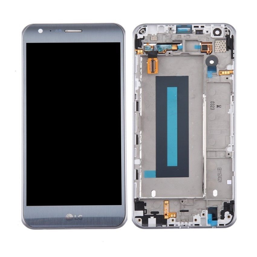 Дисплей для LG K580 X Cam с рамкой серебристый, Titan Silver 10339 фото