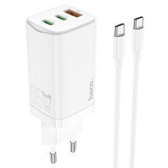 Сетевое зарядное устройство Hoco N16 Scenery 65W (USB+2Type-C) (+ кабель Type-C to Type-C) белый 27688 фото
