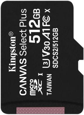 Карта пам'яті microSDXC (UHS-1) Kingston Canvas Select Plus 512Gb class 10 А1 (R-100MB/s) 27867 фото