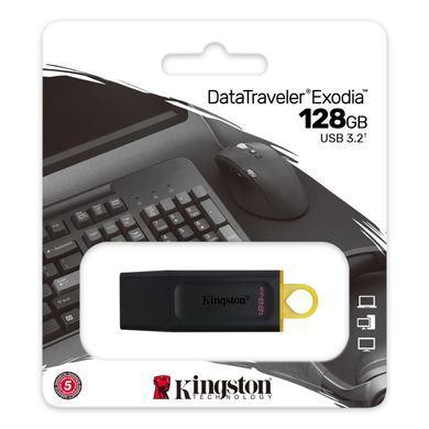 Флеш память Kingston USB 3.2 DT Exodia 128GB Black/Yellow 26930 фото