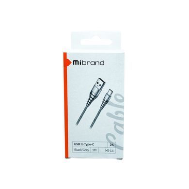 Кабель Mibrand MI-14 Type-A-Type-C 1м 2A чорно-сірий 26831 фото