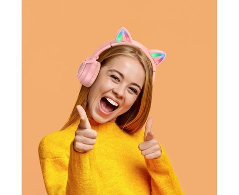 Бездротові навушники Bluetooth вушка Borofone BO18 Cat ear рожеві 28269 фото