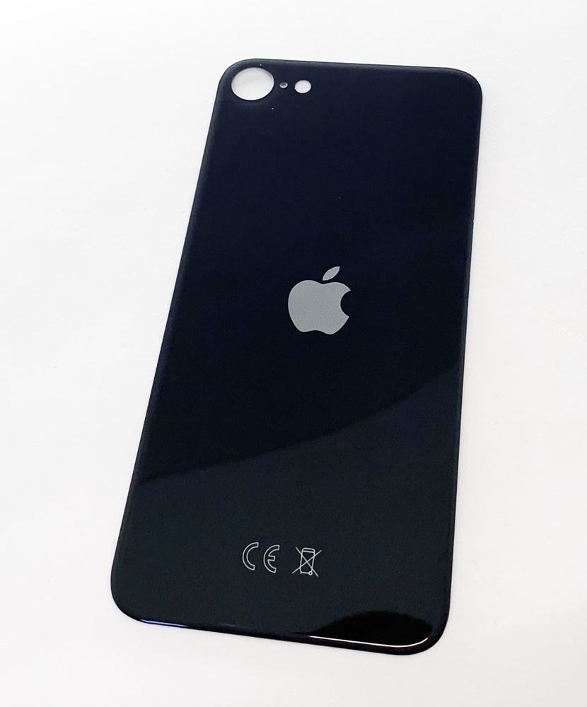 Задняя крышка для iPhone SE 2020, черная, с большими отверстиями под окошки камер, копия хорошего качества 24540 фото