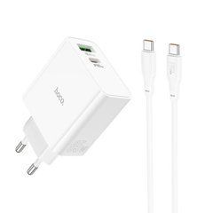 Сетевое зарядное устройство Hoco C113A 65W (USB+Type-C) (+ кабель Type-C to Type-C) белый 27689 фото