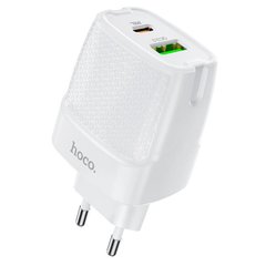 Сетевое зарядное устройство Hoco C85A Bright PD20W + QC3.0 Type-C + USB 3A 20W White 23457 фото