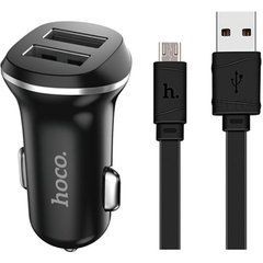 Автомобільний зарядний пристрій Hoco Z1 2 USB 2.1A microusb чорний 25936 фото