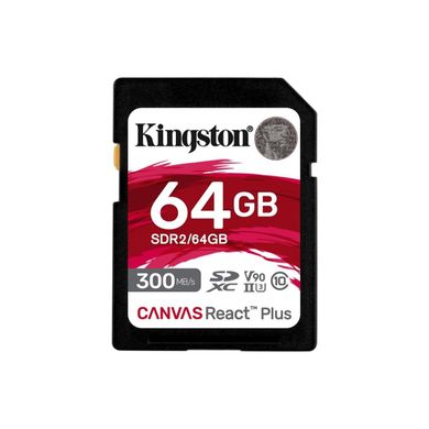 Карта пам'яті SDXC (UHS-II U3) Kingston Canvas React Plus 64Gb class 10 V90 (R-300MB/s) 27869 фото