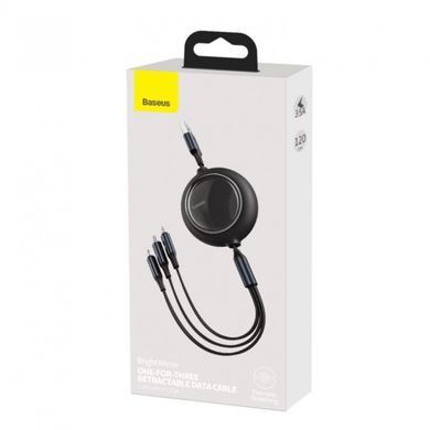 Кабель Baseus Bright Mirror 3в1 Type-A - Type-C-Micro-Lightning 1.2м 3.5A черный CAMLT-MJ01 26814 фото