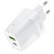 Мережевий зарядний пристрій Hoco C85A Bright PD20W + QC3.0 Type-C + USB 3A 20W White 23457 фото 2