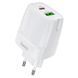Мережевий зарядний пристрій Hoco C85A Bright PD20W + QC3.0 Type-C + USB 3A 20W White 23457 фото 1