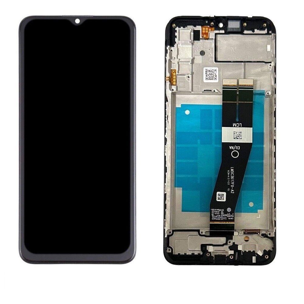 Дисплей для Samsung A037G Galaxy A03s с рамкой черный с черным шлейфом 28686 фото