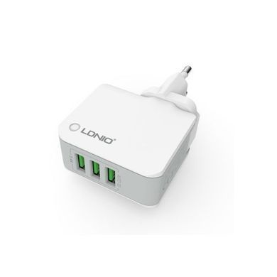 Мережевий зарядний пристрій LDNIO A3303 3 USB (3.4A) білий 13170 фото