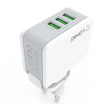 Мережевий зарядний пристрій LDNIO A3303 3 USB (3.4A) білий 13170 фото