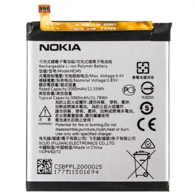 Аккумулятор Nokia HE345 для Nokia 6.1 TA-1050, Dual Sim TA-1043 3060mAh 20486 фото