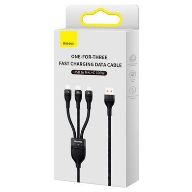 Кабель Baseus Flash Series II 3в1 Data Cable 100W 5A 1.2m (CASS030001) чорний 26914 фото