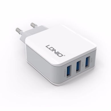Мережевий зарядний пристрій LDNIO A3301 3 USB (3.1A) білий 13171 фото