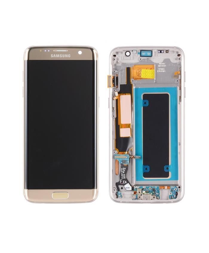 Дисплей для Samsung G935F Galaxy S7 Edge з рамкою, золотистий OLED, Хайкопія 15821 фото