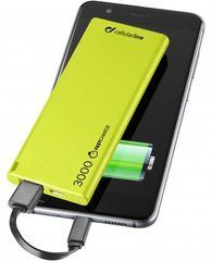 Внешний аккумулятор (Повербанк) Cellularline FreePower Slim Power bank 3000mAh зеленый 13924 фото