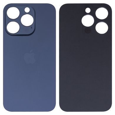 Задняя крышка для Apple iPhone 15 Pro синяя Blue Titanium, с большим отверстием под камеру 32889 фото