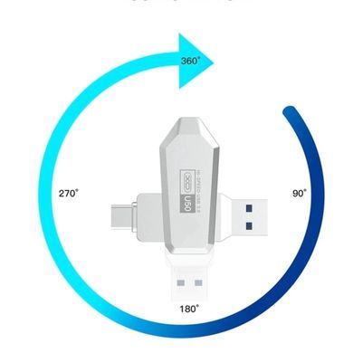 Флеш пам'ять XO U50 64GB Type-c to USB 3.0 OTG срібло 27236 фото