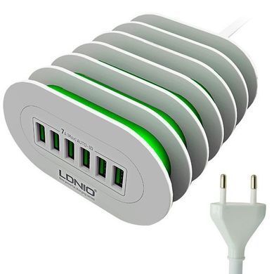 Мережевий зарядний пристрій LDNIO A6702 EU 6 USB, 7A White (A6702) 13223 фото