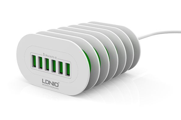 Мережевий зарядний пристрій LDNIO A6702 EU 6 USB, 7A White (A6702) 13223 фото