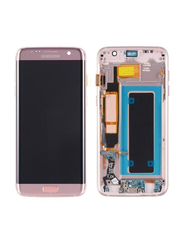 Дисплей для Samsung G935F Galaxy S7 Edge з рамкою, рожеве золото, Pink Gold, OLED, Хайкопія 15824 фото