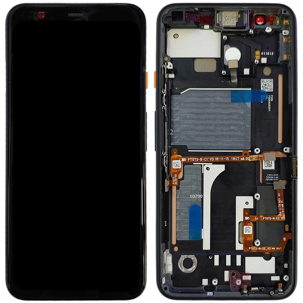 Дисплей для Google Pixel 4 G020M с рамкой черный, Clearly White (оранжевая кнопка) P-OLED Хайкопия 33487 фото