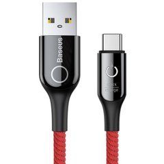 Кабель Baseus C-Shaped Light Intelligent Power-Off Type-C QC3.0 3A (1 метр) (CATCD-09) красный 20440 фото
