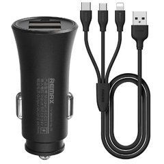 Автомобільний зарядний пристрій Remax RCC 217 + Cable 3in1 2 USB чорний 25940 фото