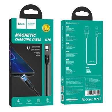 Кабель магнітний Hoco U76 Type-A - Type-C 120см (2A) чорний 28131 фото
